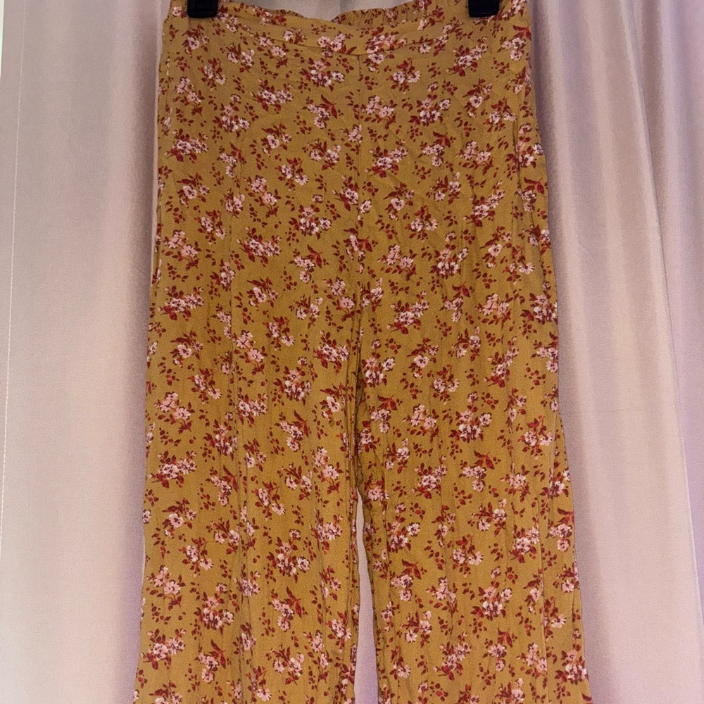 Flowing Yellow Floral Pants
